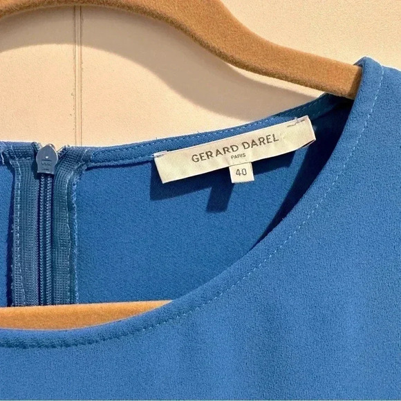 Gerard Darel Paris “Rimini” Crepe Asymmetrical Drape Dress Blue EU 40/US 10 EUC‌ - Picture 12 of 13